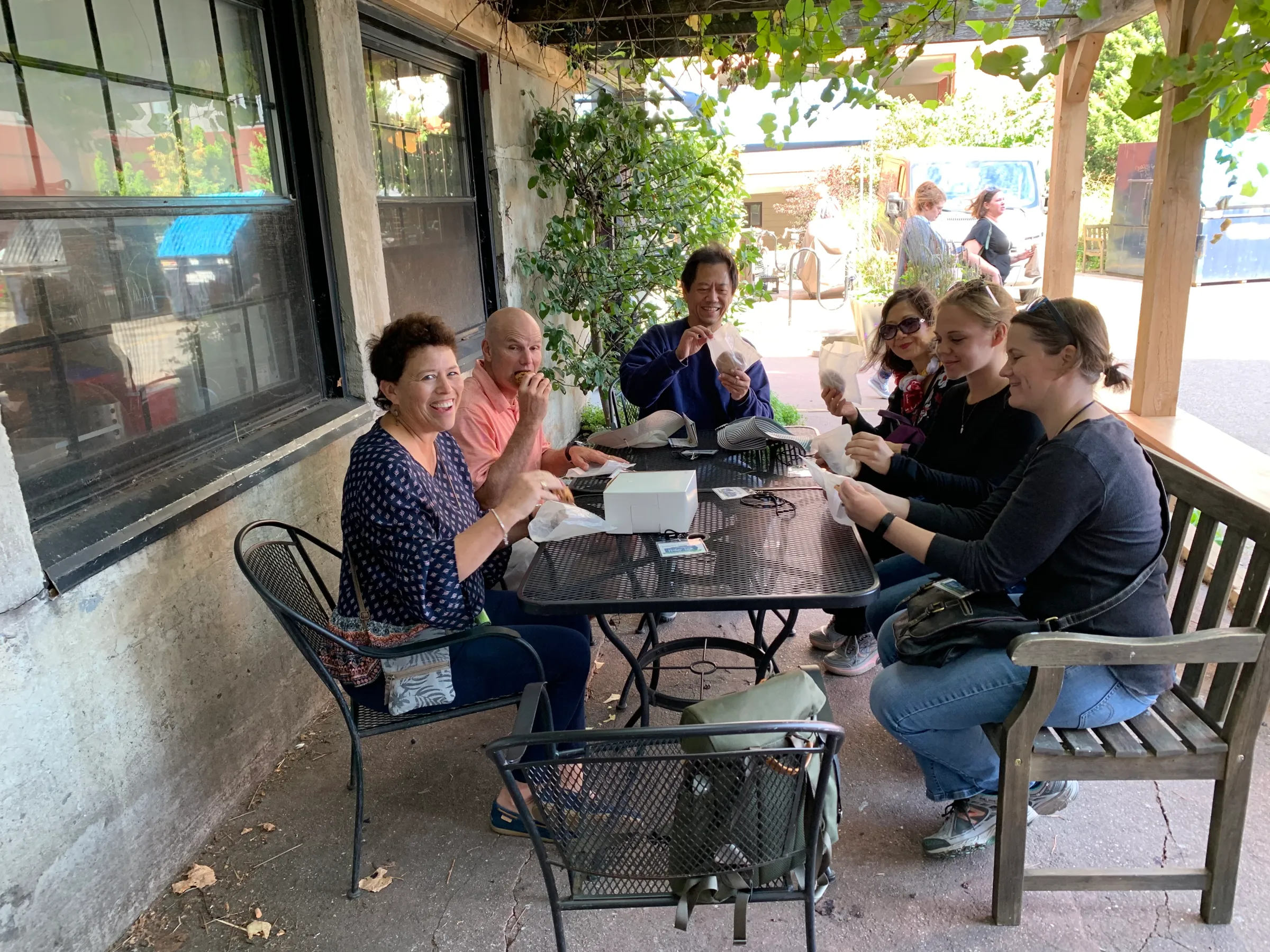 group sitting down together for a cookie