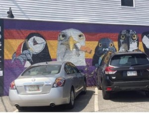 a car parked in front of a building