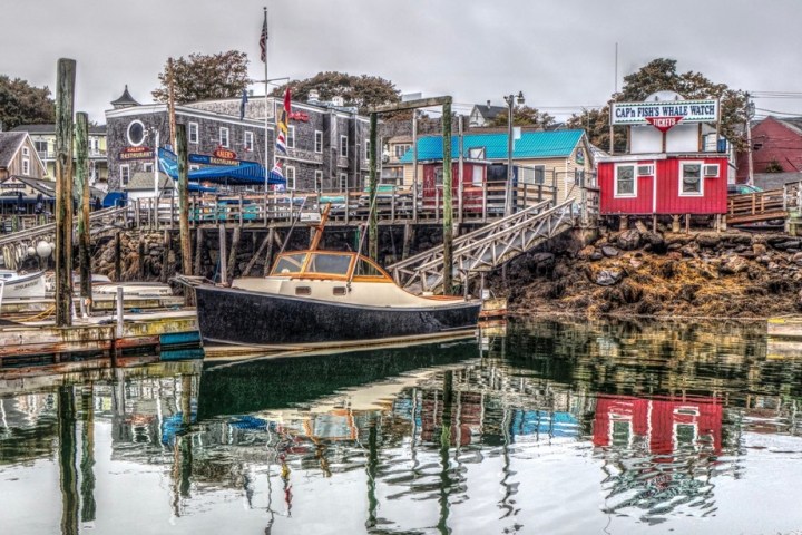 a small boat in a harbor