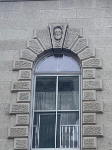 a sign above a door