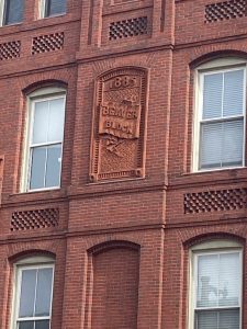 a large brick building with a window