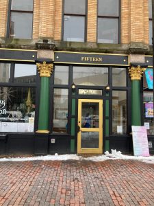 a store in a brick building